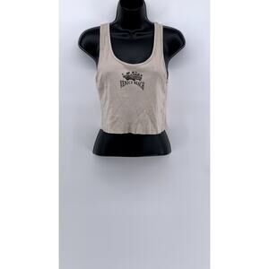 GARAGE Women's Cotton Light Brown Venice Beach Cropped Tank Top SZ L